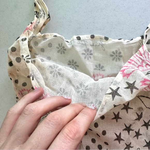 Free People Floral Printed Woven Tote Bag Bundle Orange & Cream 2 Pack - Picture 9 of 9